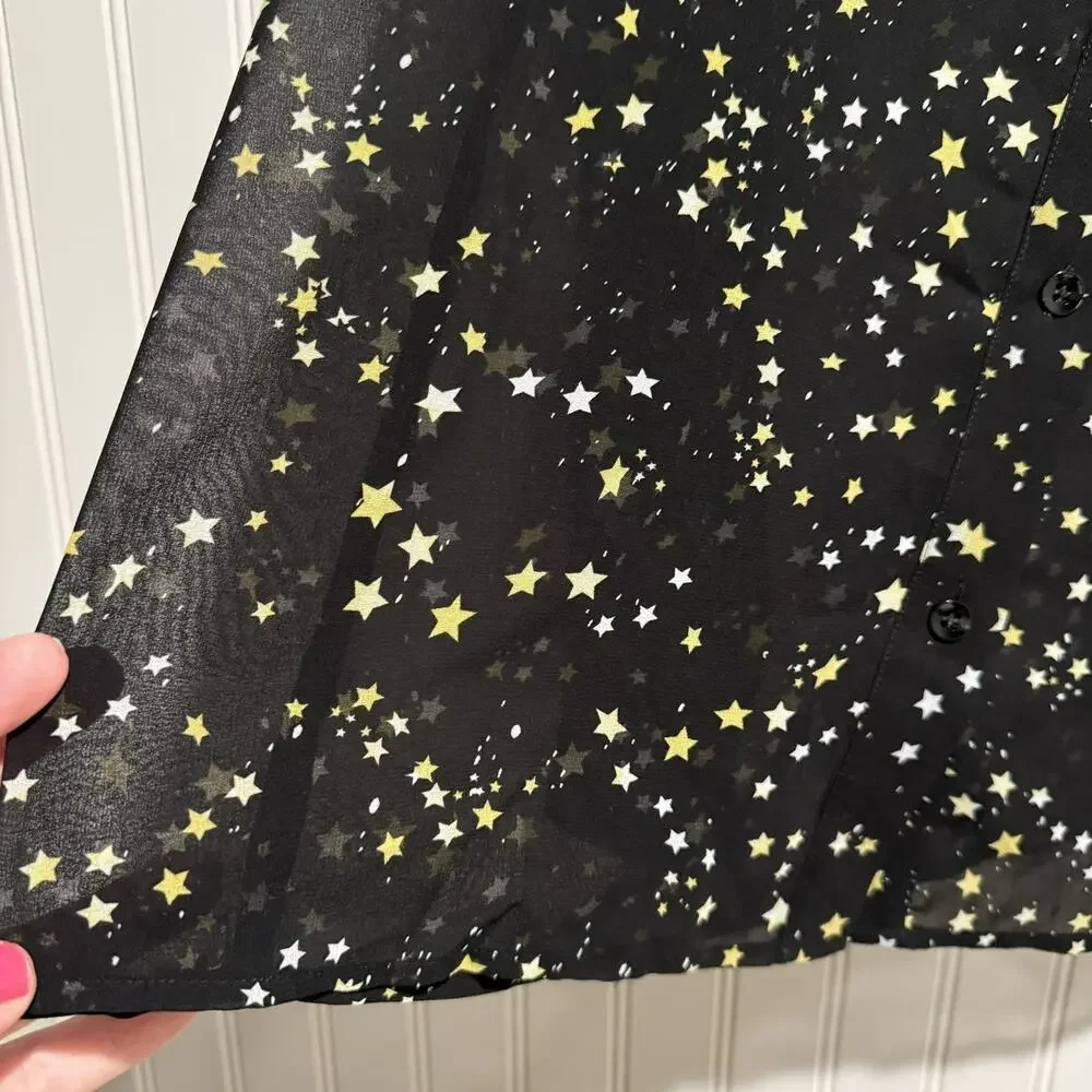 Cabi Galaxy Star Print Sheer Blouse Size XL